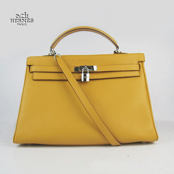 6308 Hermes Kelly 35 centimetri Togo Leather Bag Giallo 6308 Argento Hardw